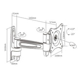 Brateck Single Monitor Wall Mount tilting & Swivel Wall Bracket Mount VESA 75mm/100mm For most 13''-27” LED, LCD flat panel TVs; up to 15kg