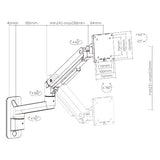 Brateck Fabulous Wall Mounted Heavy-Duty Gas Spring Monitor Arm 17"-49",Weight Capacity (per screen)20kg(Black) (LS)