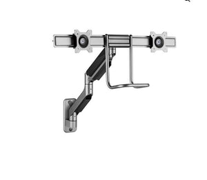 Brateck Fabulous Wall Mounted  Gas Spring Dual Monitor Arm 17"-32",Weight Capacity (per screen)9kg(Black) (LS)