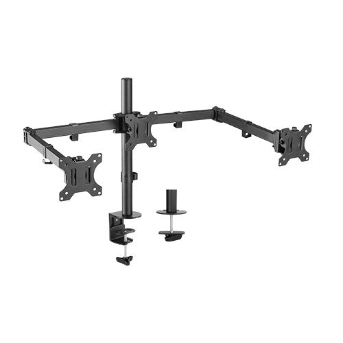 Brateck Triple Screens Economical Double Joint Articulating Steel Monitor Arms, Extended Arms & Free Rotated Double Joint,Fit Most 13