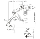 Brateck Single Monitor Aluminium Slim Mechanical Spring Monitor Arm Fit Most 17"-32" Monitor Up to 8kg per screen VESA 75x75/100x100 (LS)