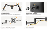 Brateck Dual Monitor Premium Aluminum Articulating Monitor Arm Fit Most 17"-32" Monitors Up to 8kg per screen VESA 75x75/100x100