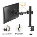 Brateck Single Monitor Affordable Steel Articulating Monitor Arm Fit Most 17"-32" Monitor Up to 9kg per screen VESA 75x75/100x100