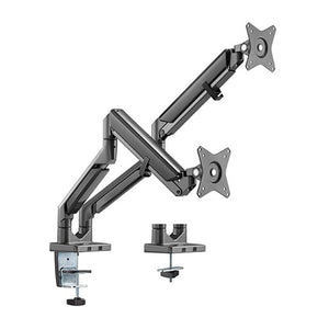 Brateck Dual Monitors Epic Gas Spring Aluminum Monitor Arm Fit Most 17"-32" Monitors, Up to 9kg/ screen VESA 75x75/100x100 Space Grey(LS)-LDT10