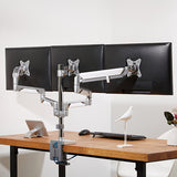 Brateck Triple Monitors Pole-Mounted Epic Gas Spring Aluminum Monitor Arm with USB Fit Most 17'-27' , Up to 7 kg - Gloss Grey(LS)