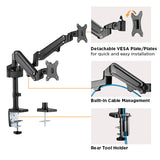 Brateck Dual Monitors Heavy-Duty Aluminum Gas Spring Monitor Arm Fit Most 17''-32'' Up to 12kg per screen VESA 75x75/100x100