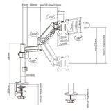 Brateck Single Monitor Pole-Mounted Gas Spring Monitor Arm Fit Most 17" - 32" Monitor Up to 9Kg Per screen VESA 75x75/100x100