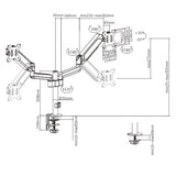 Brateck Dual Monitors Pole-Mounted Gas Spring Monitor Arm Fit Most 17"-32" Monitors Up to 9kg per screen VESA 75x75/100x100