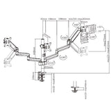 Brateck Triple Monitors Pole-Mounted Gas Spring Monitor Arm Fit Most 17"-27" Monitors Up to 7kg per screen VESA 75x75/100x100