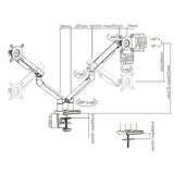 Brateck Dual Monitor Premium Slim Aluminum Spring-Assisted Monitor Arm Fix Most 17"-32" Monitor Up to 9kg per screen VESA 75x75/100x100 (Space Grey)