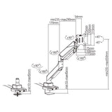 Brateck Single Monitor Economy Heavy-Duty Gas Spring Monitor Arm with USD3.1 Ports Fit Most 17"-35" Up 15kg (LS)