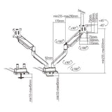 Brateck Dual Monitor Economy Heavy-Duty Gas Spring Monitor Arm with USD 3.0 Ports Fit Most 17"-35" Up to 15kg (LS)