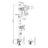 Brateck Vertical Pole Mount Dual-Screen Monitor Mount Fit Most 17"-32" Monitors, Up to 9kg per screen VESA 75x75/100x100