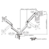 Brateck Dual Monitor Economical Spring-Assisted Monitor Arm Fit Most 17"-32" Monitors, Up to 9kg per screen VESA 75x75/100x100 Matte Grey (LS)