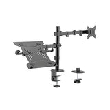 Brateck Steel Monitor Arm With Laptop Tray Fit Most 17"-32" Monitor Up to 9KG Laptops up to 4kg 10”-15.6” VESA 75x75,100x100(Black) (LS)