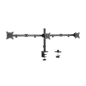 Brateck Triple-Monitor Steel Articulating Monitor Mount Fit Most 17"-27" Monitor Up to 9KG VESA 75x75,100x100(Black)