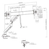 Brateck Fabulous Desk-Mounted Gas Spring Monitor Arm For Dual Monitors Fit Most 17"-32" Monitor Up to 9kg per screen VESA 100x100,75x75 Black(LS)