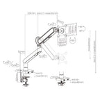 Brateck LDT75-C012UC Designer Premium Single Monitor Spring-Assisted Monitor Arm with USB-A/USB-C Ports(LS)