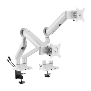 Brateck LDT75-C024UCS Designer Premium Dual Monitor Spring-Assisted Monitor Arm with USB-A/USB-C Ports-White(LS)