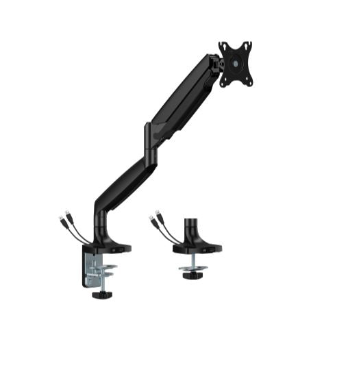 BrateckLDT82-C012UCE SINGLE SCREEN HEAVY-DUTY MECHANICAL SPRING MONITOR ARM WITH USB PORTS For most 17