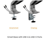 Brateck LDT82-C024UC DUAL SCREEN HEAVY-DUTY GAS SPRING MONITOR ARM WITH USB PORTS For most 17"~35" Monitors, Matte Silver (LS)