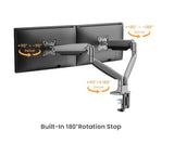 Brateck LDT82-C024UC DUAL SCREEN HEAVY-DUTY GAS SPRING MONITOR ARM WITH USB PORTS For most 17"~35" Monitors, Matte Silver (LS)