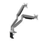 BrateckLDT82-C024UCE DUAL SCREEN HEAVY-DUTY MECHANICAL SPRING MONITOR ARM WITH USB PORTS For most 17"~35" Monitors, Matte Silver(LS)