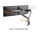 BrateckLDT82-C024UCE DUAL SCREEN HEAVY-DUTY MECHANICAL SPRING MONITOR ARM WITH USB PORTS For most 17"~35" Monitors, Matte Silver(LS)