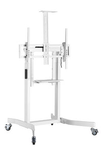 Brateck Deluxe Motorized Large TV Cart with Tilt, Equipment Shelf and Camera Mount Fit 55"-100" Up to 120Kg - White(LS)