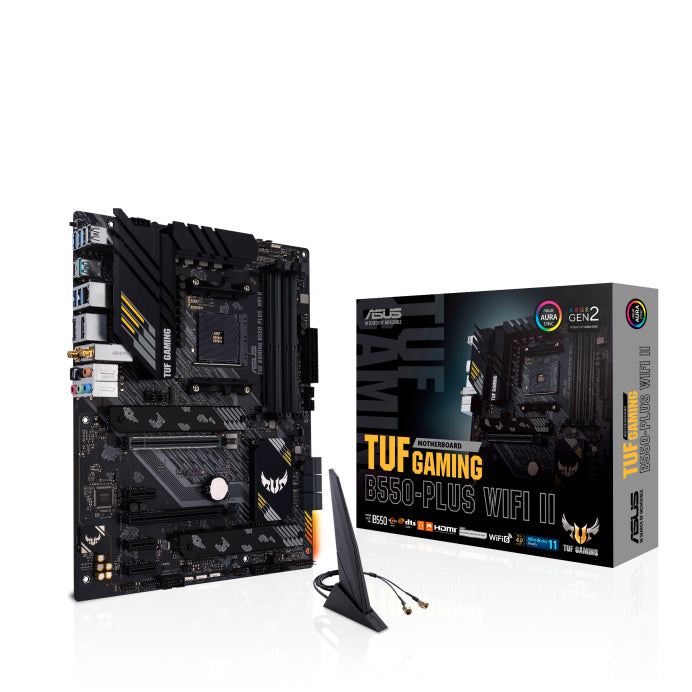 ASUS AMD B550 TUF GAMING B550-PLUS WIFI II  (Ryzen AM4) ATX Motherboard, PCIe 4.0, Dual M.2, 10 DrMOS Power Stages, 2.5Gb LAN, HDMI, DP, Wi-Fi 6