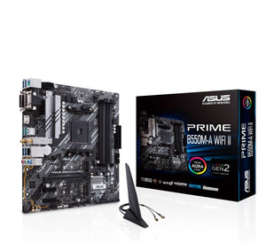 ASUS AMD B550M PRIME B550M-A WIFI II (Ryzen AM4) MicroATX Motherboard, Dual M.2, PCIe 4.0, Wi-Fi 6, 1 Gb Ethernet, HDMI, DVI-D, D-Sub, SATA 6G