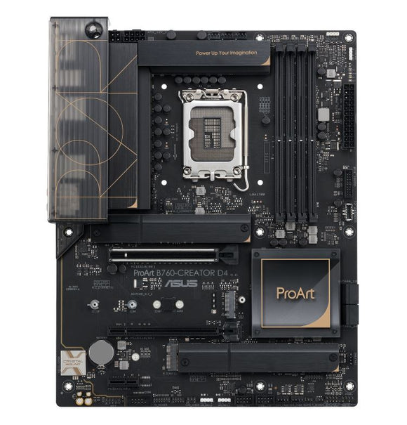 ASUS B760 PROART B760-CREATOR D4 LGA 1700 ATX Motherboard 128GB,4xDDR4,1 x PCIe 5.0/4.0/3.0 x16 slot,3 x M.2 slots,4x SATA