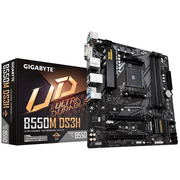 Gigabyte B550M DS3H AMD Ryzen M-ATX Motherboard 4xDDR4 4xSATA 2xM,2 LAN RAID 2xPCIEx16 HDMI DVI-D 4xUSB.2 6xUSB2.0