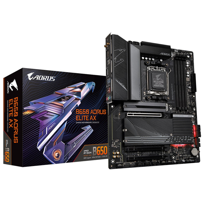 Gigabyte B650 AORUS ELITE AX 1.0 AMD AM5 ATX Motherboard 4x DDR5~128GB,3x PCIe x16, 3x M.2, 4x SATA 6, 7x USB 3.2, 1x USB-C, 4x USB 2.0