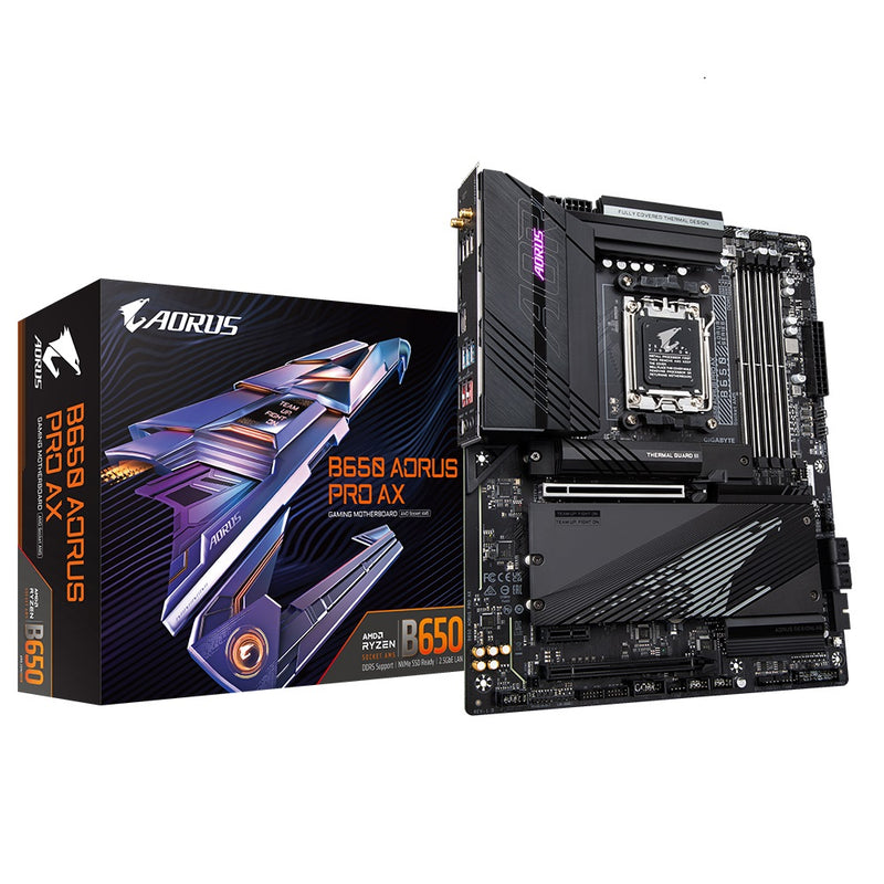 Gigabyte B650 AORUS PRO AX 1.0 AMD AM5 ATX Motherboard 4x DDR5~128GB,3x PCIe x16, 3x M.2, 4x SATA 6, 7x USB 3.2, 1x USB-C, 4x USB 2.0