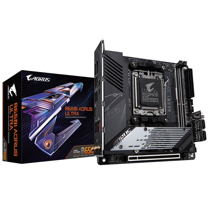 Gigabyte B650I AORUS ULTRA mATX Motherboard 2x DDR5~64GB,1x PCIe x16, 3x M.2, 4x SATA 6, 4x USB 3.2, 1x USB-C, 2x USB 2.0