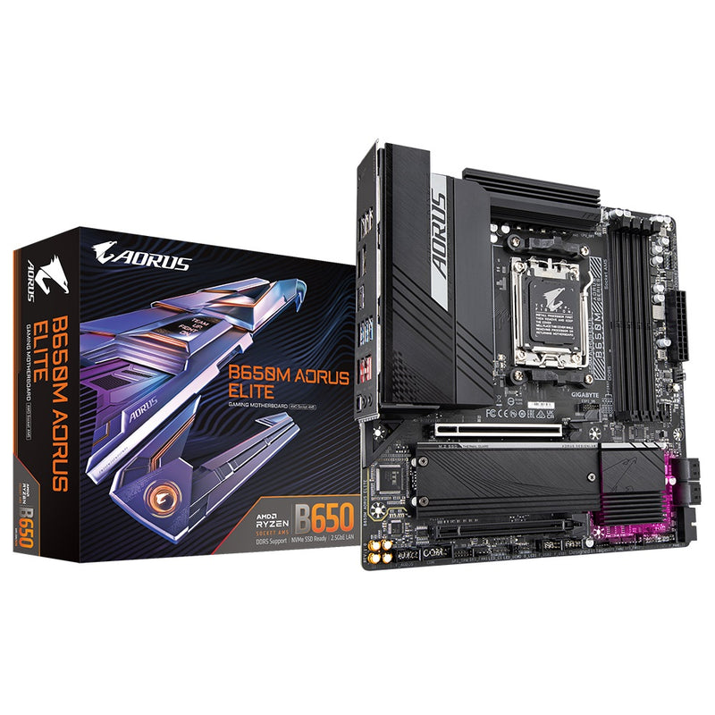 Gigabyte B650M AORUS ELITE 1.0 AMD AM5 ATX Motherboard 4x DDR5~128GB,2x PCIe x16, 2x M.2, 4x SATA 6, 7x USB 3.2, 1x USB-C, 4x USB 2.0