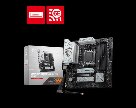 MSI B650M GAMING PLUS WIF AMD AM5 mATX Motherboard, 4x DDR5, 1x PCI-E x16, 2x PCI-E x1, 2x M.2, 4x SATA,  2x USB 3.2,  4x USB 2.0, 1xUSB Type C