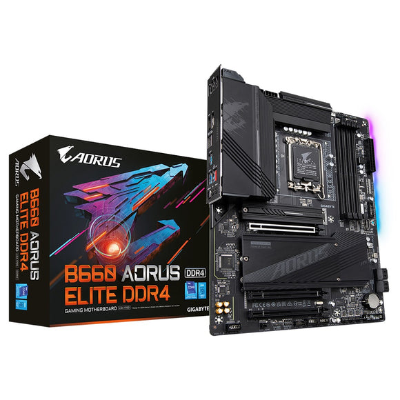 Gigabyte B660 AORUS ELITE  DDR4 Intel LGA 1700 ATX Motherboard, 4x DDR4 ~128GB, 1x PCI-E x16, 2x M.2, 4x SATA, 2x USB-C, 3x USB 3.2, 8x USB 2.0