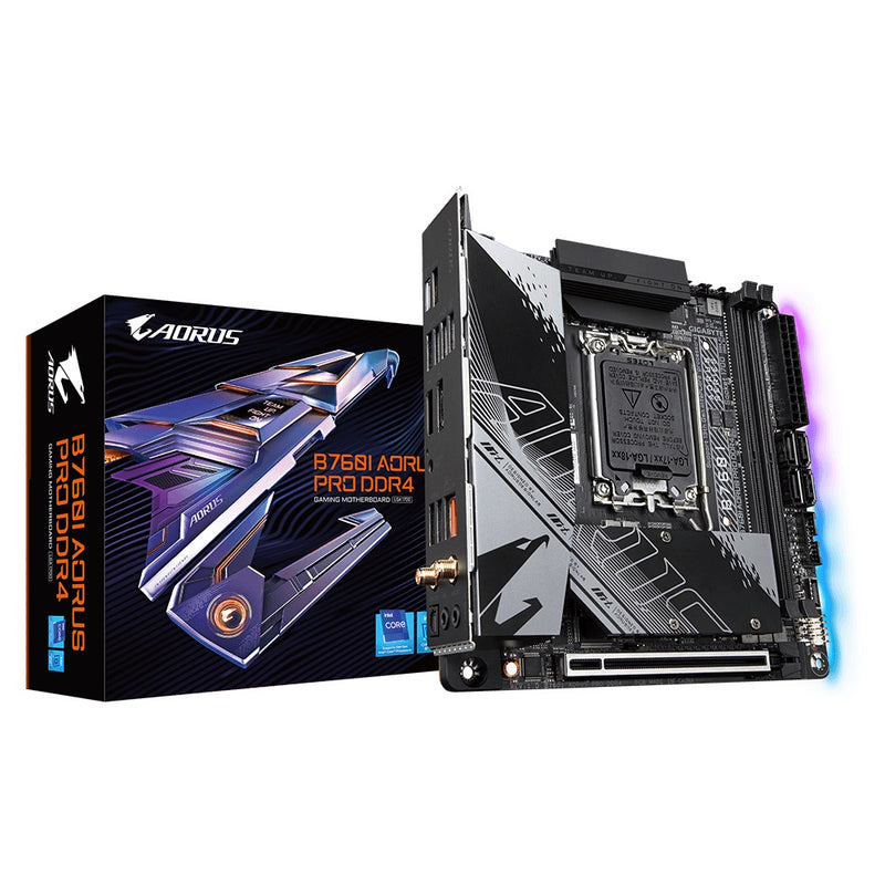 Gigabyte B760I AORUS PRO DDR4 Intel LGA 1700 m-ITX Motherboard, 2x DDR4 ~64GB, 1x PCI-E x16, 2x M.2, 4x SATA, 5x USB 3.2, 2x USB 2.0, 1x Type-C