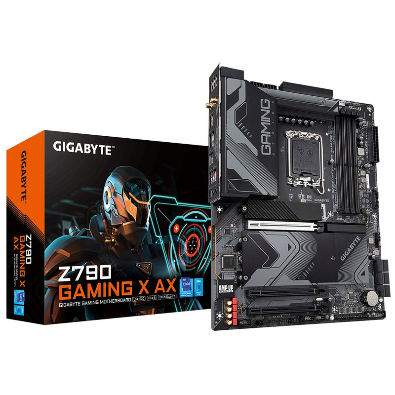 Gigabyte Z790 GAMING X AX Intel LGA 1700 ATX Motherboard, 4x DDR5 ~128GB, 3x PCI-E x16, 3x M.2, 6x SATA,  5x USB 3.2, 1x USB-C, 6x USB 2.0