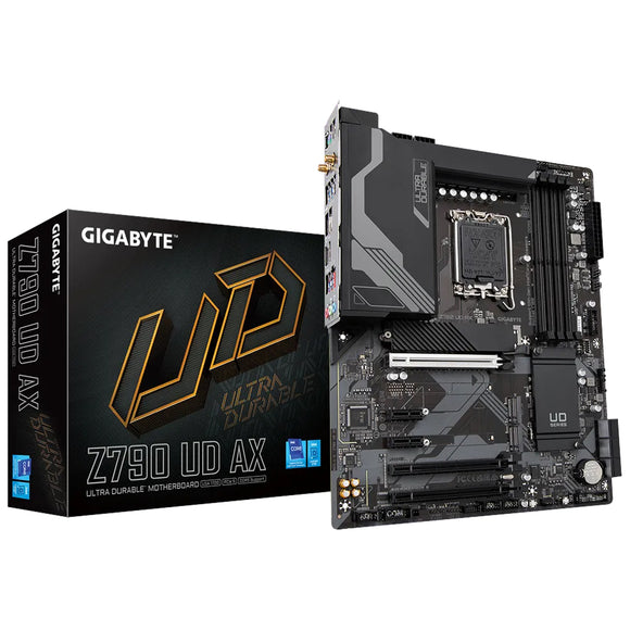 Gigabyte Z790 UD AX Intel LGA 1700 ATX Motherboard, 4x DDR5 ~128GB, 3x PCI-E x16, 3x M.2, 6x SATA,  5x USB 3.2, 1x USB-C,4x USB 2.0