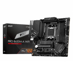 MSI PRO B650M-A WIFI AMD AM5 MATX Motherboard, 4x DDR5 ~128GB, 1x PCI-E x16, 2x M.2, 4x SATA,  8x USB 3.2,