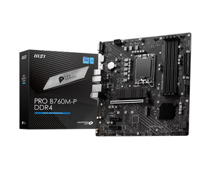 MSI PRO B760M-P DDR4 mATX Motherboard, 4x DDR4~128GB, 1x PCI-E x 16, 2x PCI-E x 1,  2x M.2, 4x SATA, 1x USB 3.2 , 4x USB 2.0, 1x USB-C