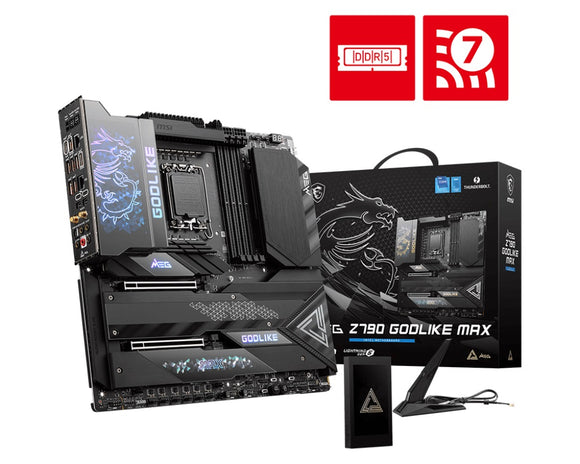 MSI MPG Z790 GODLIKE MAX DDR5 Intel LGA 1700 E-ATX Motherboard, 4x DDR5~192GB, 1x PCI-E x 16, 1x PCI-E x 8,  7x M.2, 6x SATA, 1x USB 3.2