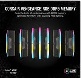 Corsair Vengeance RGB 32GB (2x16GB) DDR5 UDIMM 5600MHz C40 1.25V Desktop Gaming Memory Black