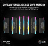 Corsair Vengeance RGB 32GB (2x16GB) DDR5 UDIMM 6200MHz C36 1.3V Desktop Gaming Memory Black