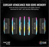 Corsair Vengeance RGB 64GB (2x32GB) DDR5 UDIMM 5200MHz C40 1.25V Desktop Gaming Memory Black Optimized for AMD Expo Ryzen 7000 Series