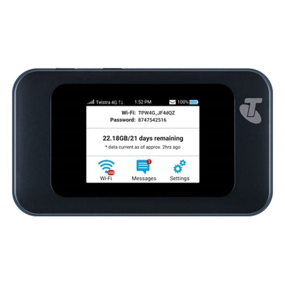 Telstra Pre- Paid 4GX MF985T Hotspot - Black, 20GB Data,  Connect up to 20 Wi-Fi enabled devices, Battery life up to 10 hours.