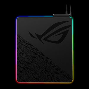 ASUS ROG Balteus QI Gaming Mouse Pad (NH01) (370x320x7.9mm), Wireless Charging LED Indicator, 15-Zone Aura Sync, Portrait Hard Surface